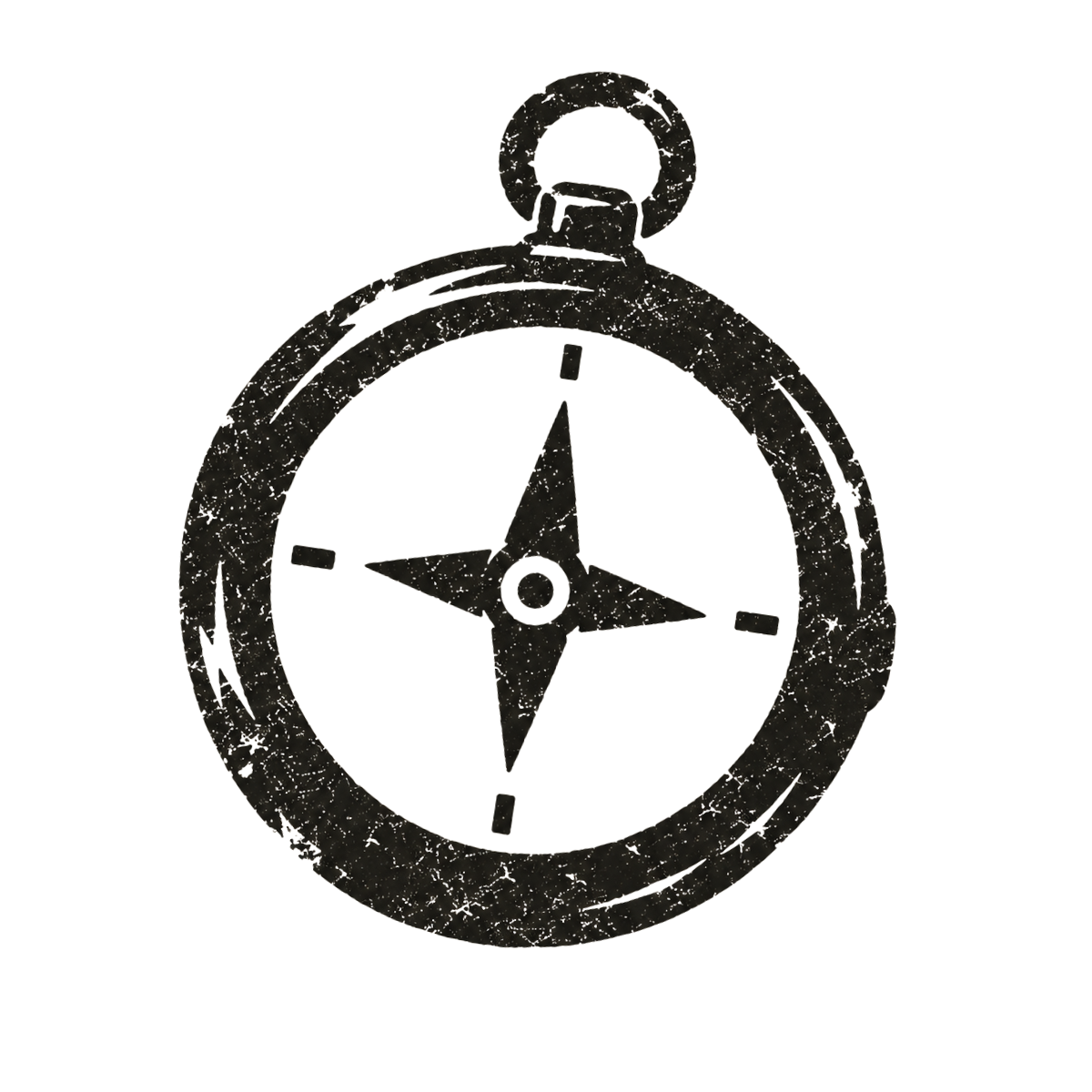 Compass in distressed black ink